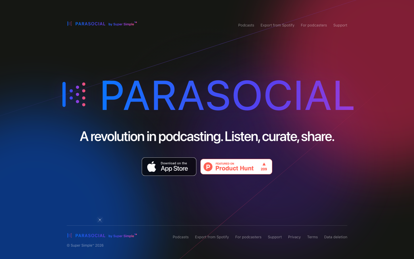 parasocial.fm, the Parasocial web app