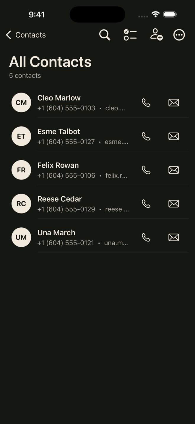 People for iPhone, command search